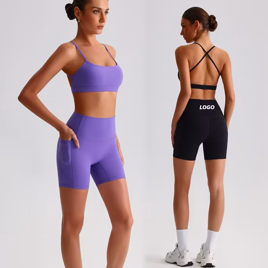 Set di abbigliamento sportivo personalizzato per abbigliamento da yoga da donna dal design personalizzato Abbigliamento senza cuciture per donne atletiche fitness all'ingrosso