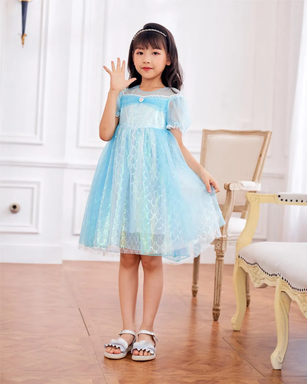 2-10 Years Boutique Kids Girls Clothing Sequined Tulle Skirt for Various Occasions